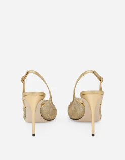 Rainbow lace slingbacks in lurex lace