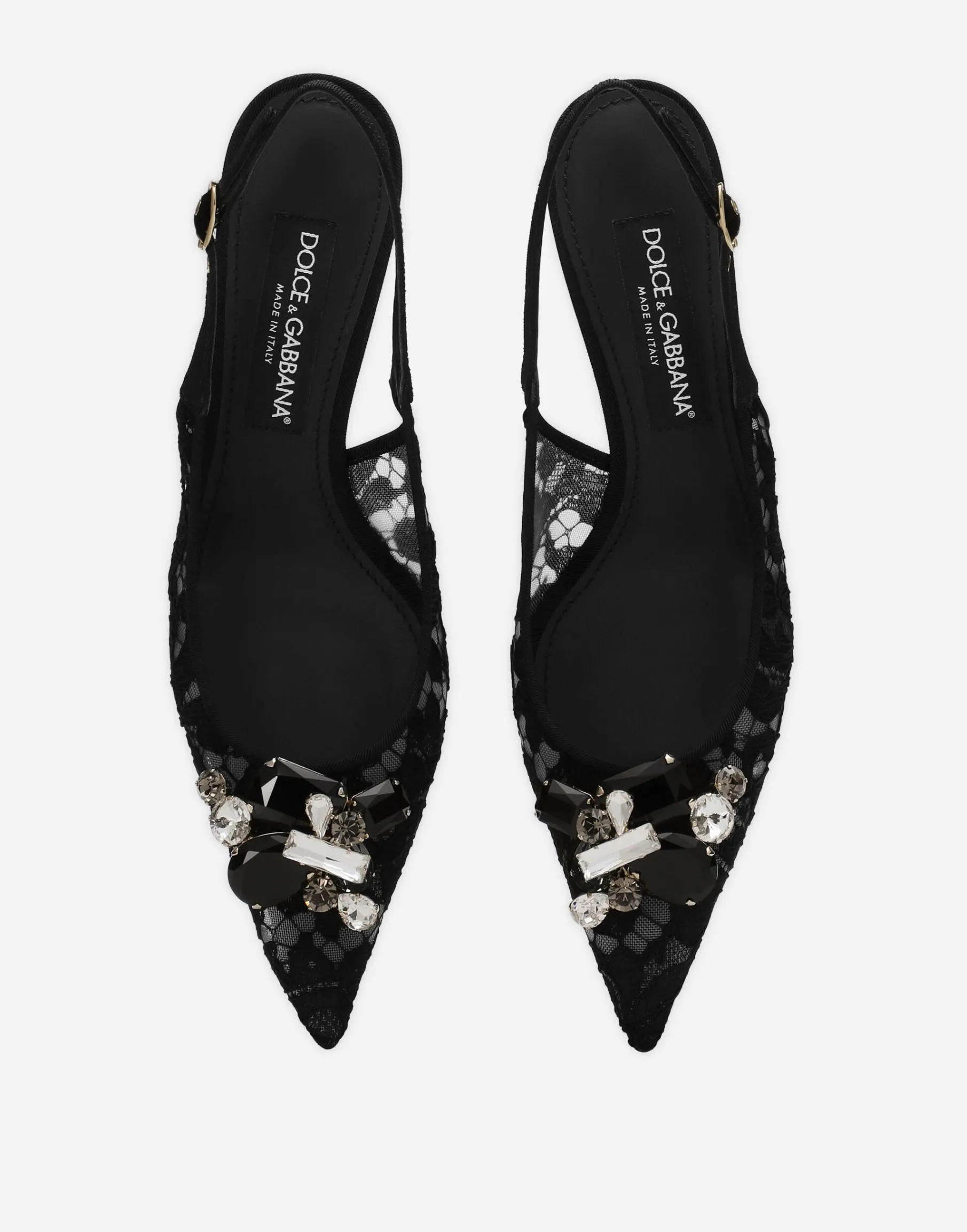 Rainbow lace slingbacks in lurex lace