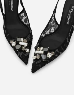Rainbow lace slingbacks in lurex lace