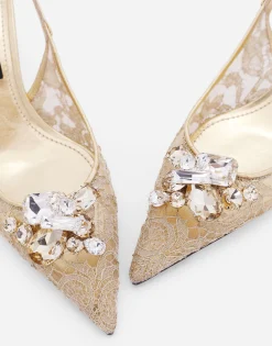 Rainbow lace slingbacks in lurex lace