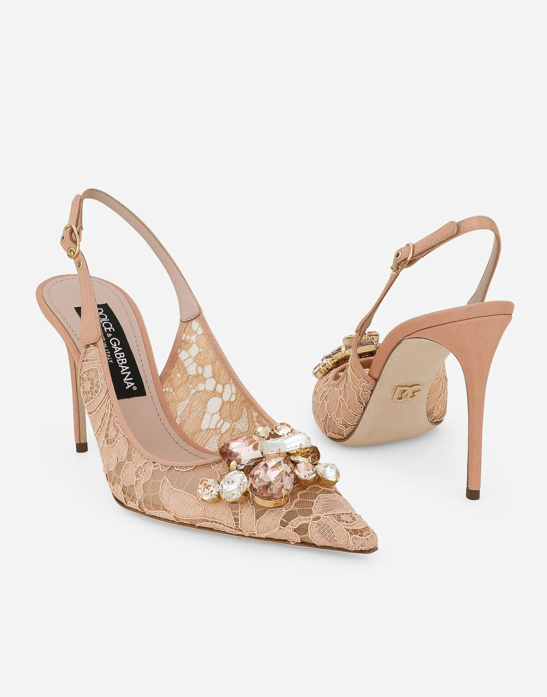 Rainbow lace slingbacks in lurex lace
