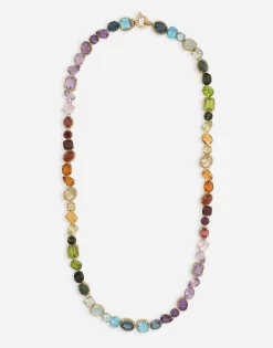 Rainbow sautoir in yellow gold 18kt with multicolor gemstones
