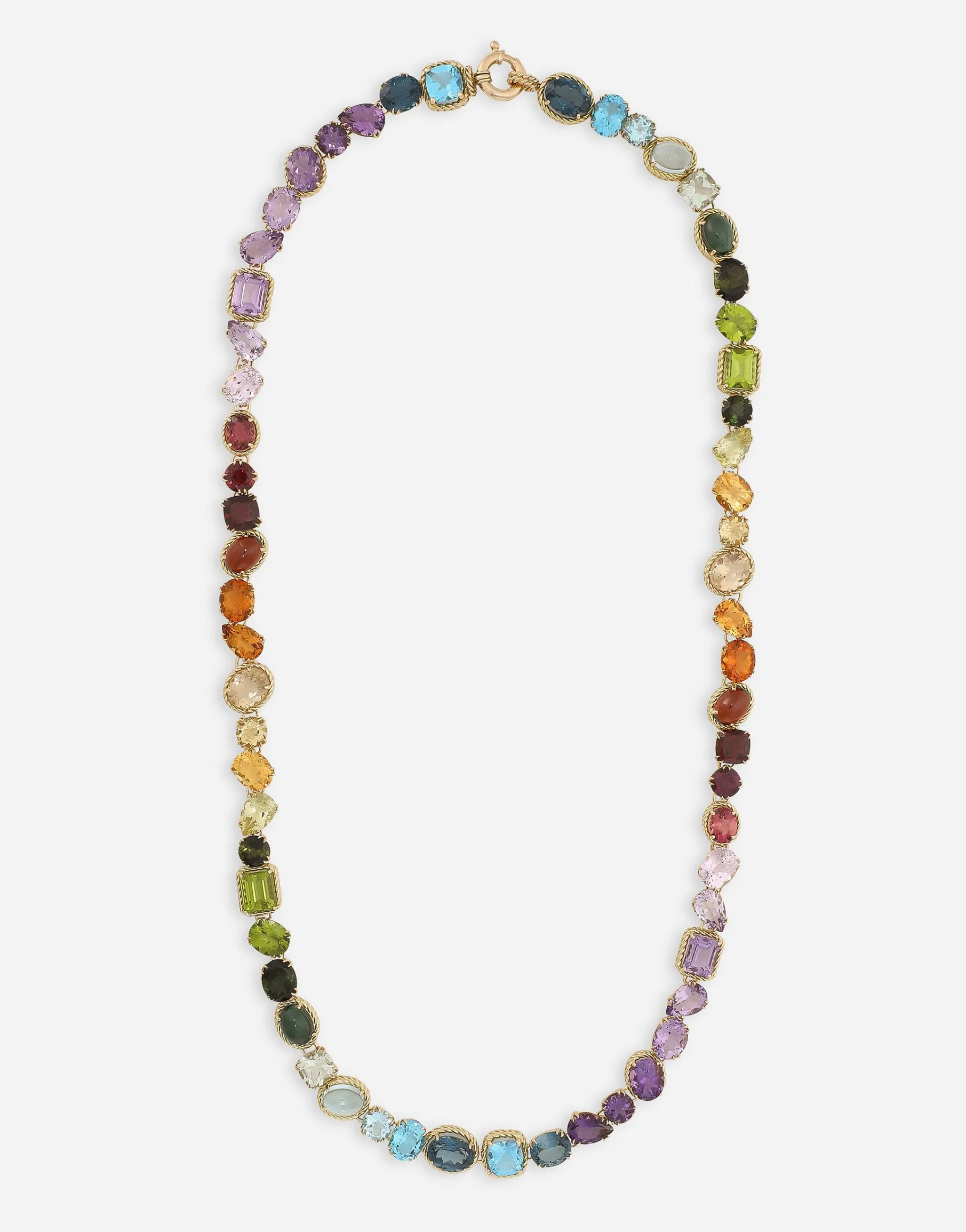 Rainbow sautoir in yellow gold 18kt with multicolor gemstones