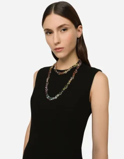 Rainbow sautoir in yellow gold 18kt with multicolor gemstones