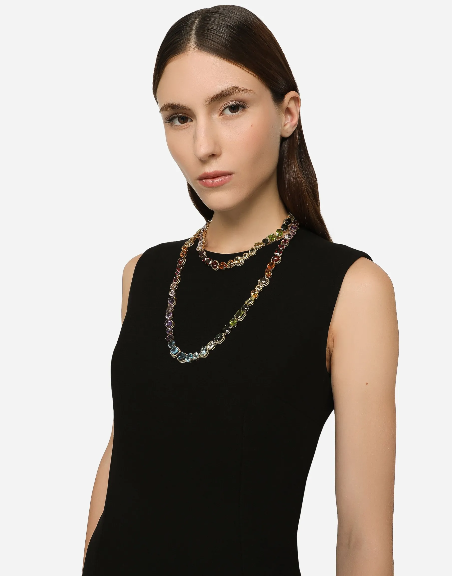 Rainbow sautoir in yellow gold 18kt with multicolor gemstones