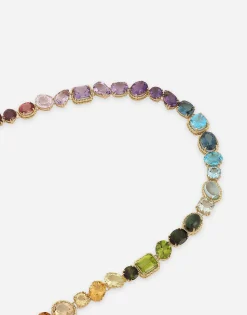 Rainbow sautoir in yellow gold 18kt with multicolor gemstones