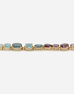 Rainbow sautoir in yellow gold 18kt with multicolor gemstones