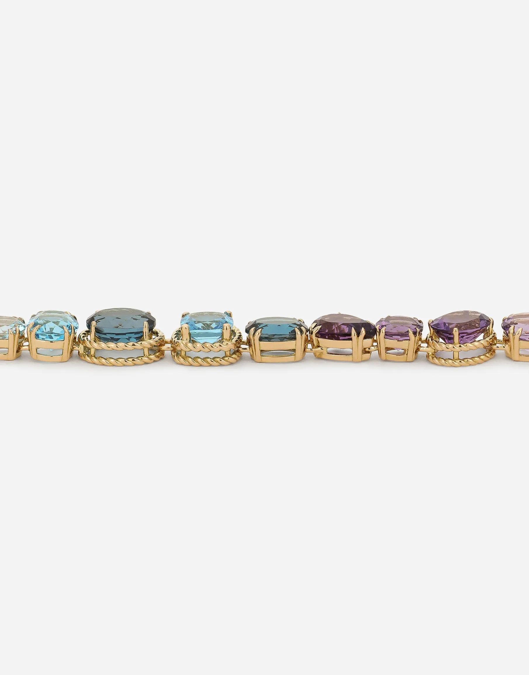 Rainbow sautoir in yellow gold 18kt with multicolor gemstones