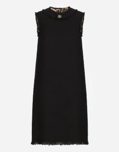 Raschel tweed calf-length dress with DG logo