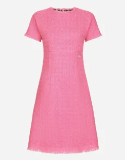 Raschel tweed calf-length dress with DG logo