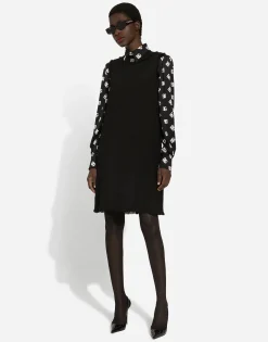 Raschel tweed calf-length dress with DG logo