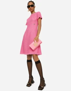 Raschel tweed calf-length dress with DG logo