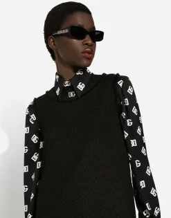 Raschel tweed calf-length dress with DG logo