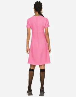 Raschel tweed calf-length dress with DG logo
