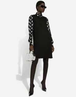 Raschel tweed calf-length dress with DG logo