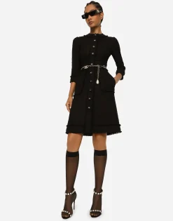 Raschel tweed midi dress