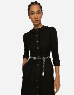Raschel tweed midi dress