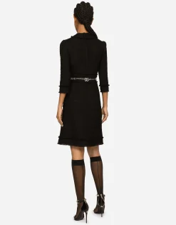 Raschel tweed midi dress