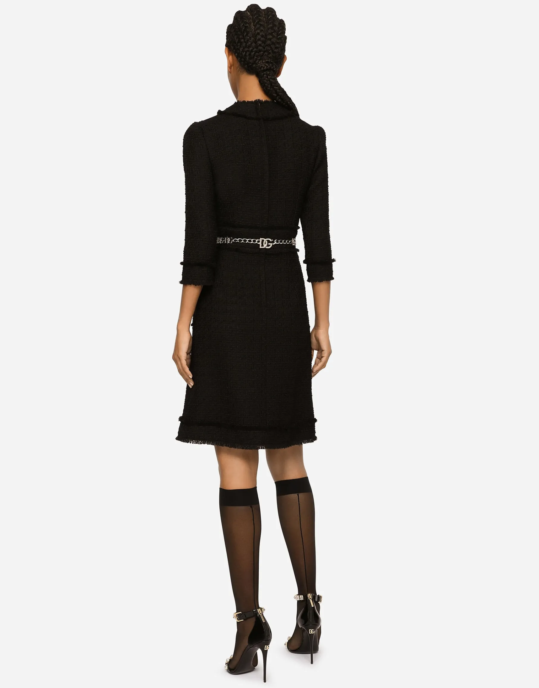 Raschel tweed midi dress