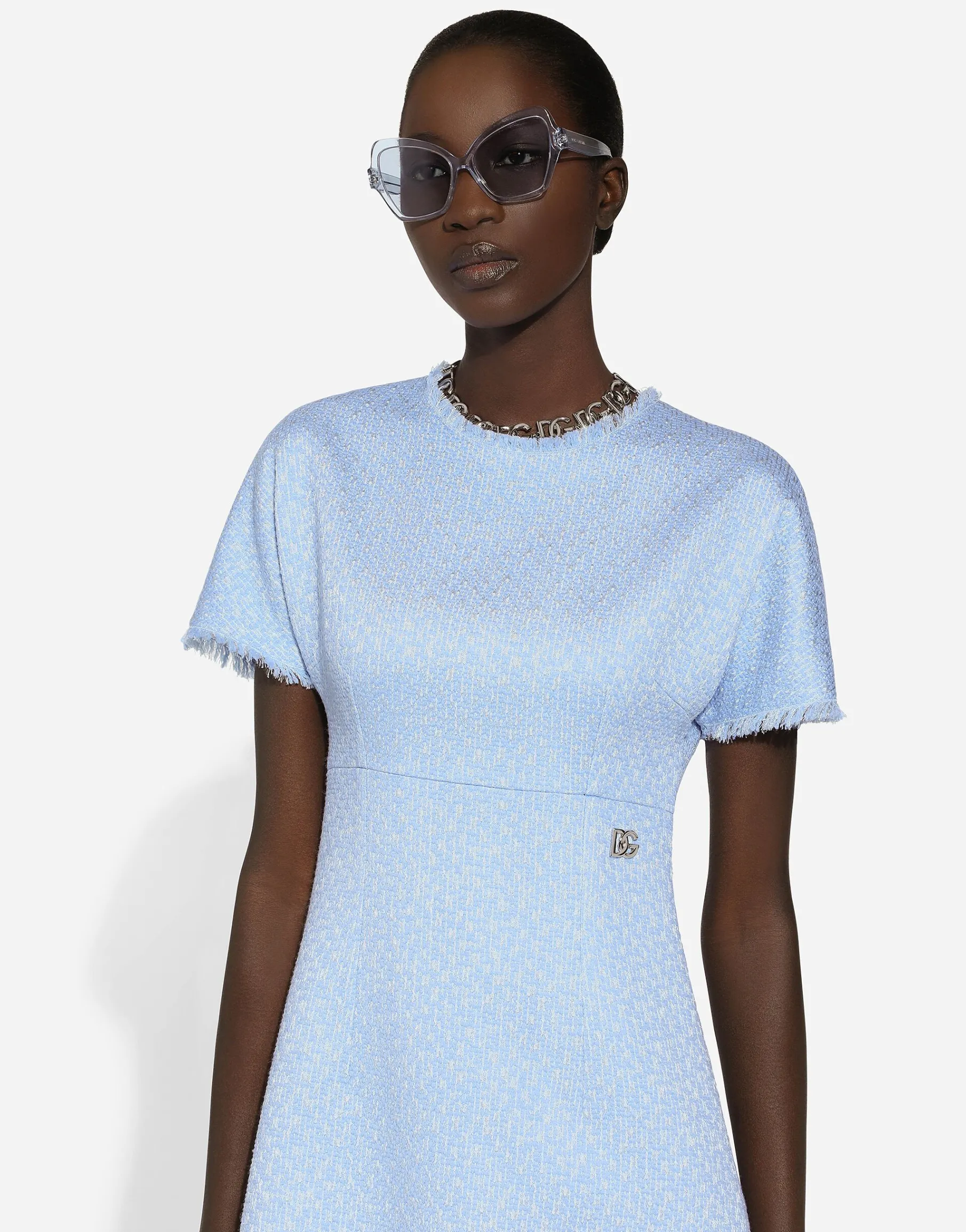 Raschel tweed midi dress with DG logo