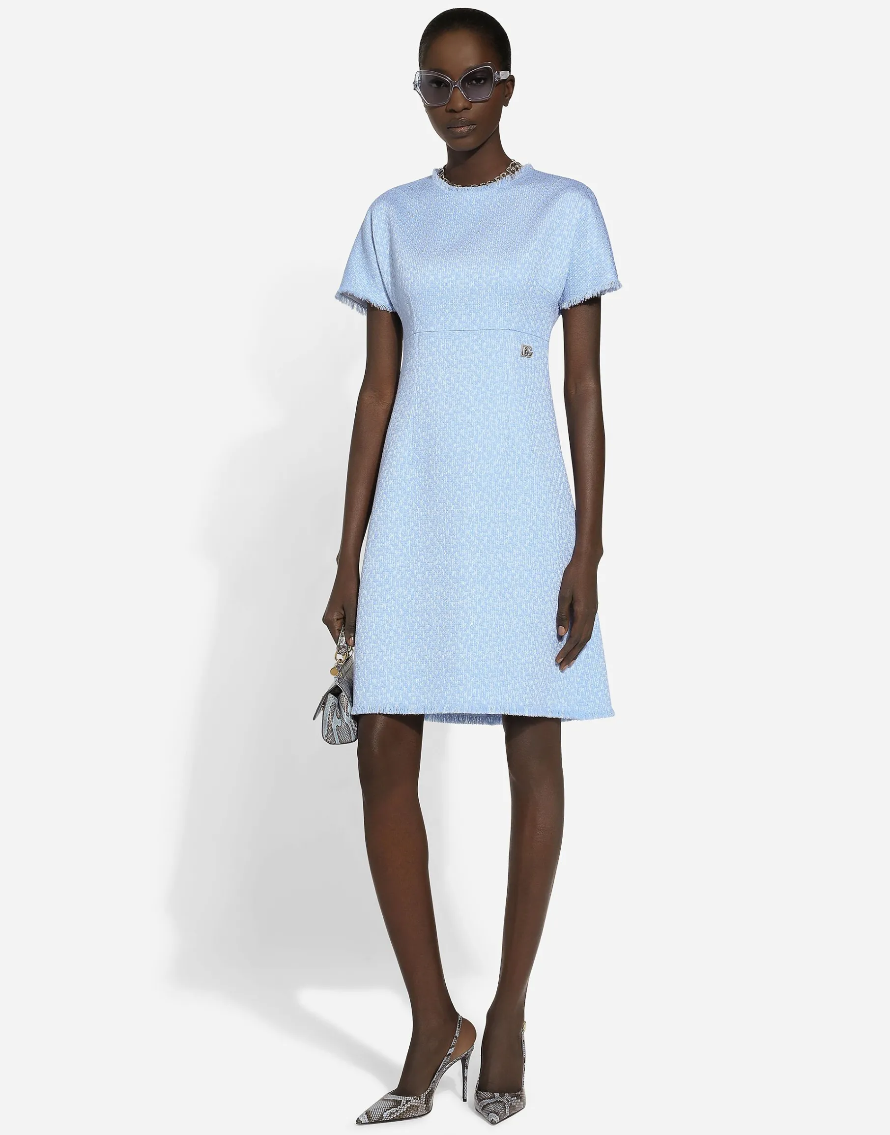 Raschel tweed midi dress with DG logo