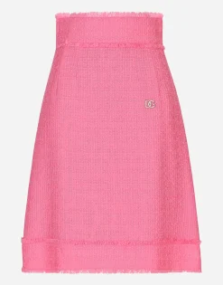 Raschel tweed midi skirt