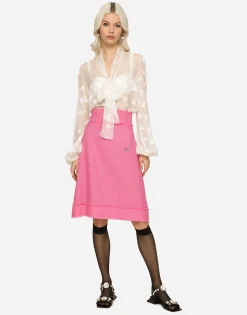 Raschel tweed midi skirt