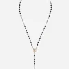 Red gold Devotion rosary necklace with black jade spheres