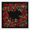 Red rose-print silk twill foulard (90x90)