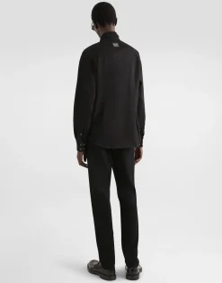 Regular-fit black wash stretch jeans
