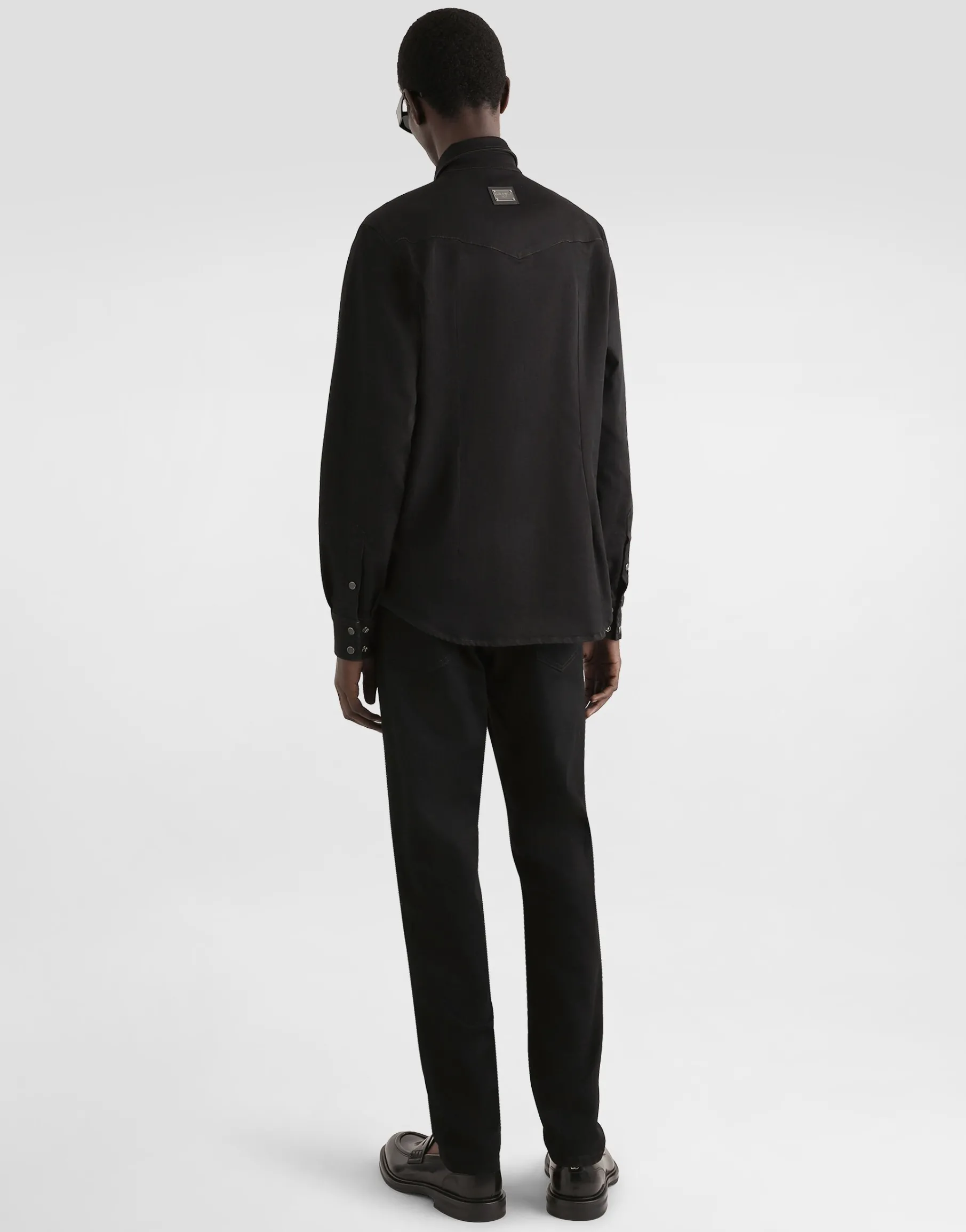 Regular-fit black wash stretch jeans
