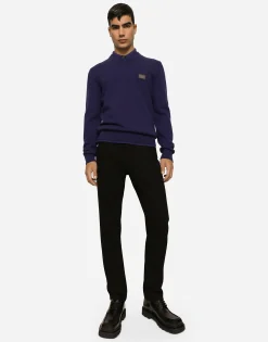 Regular-fit black wash stretch jeans
