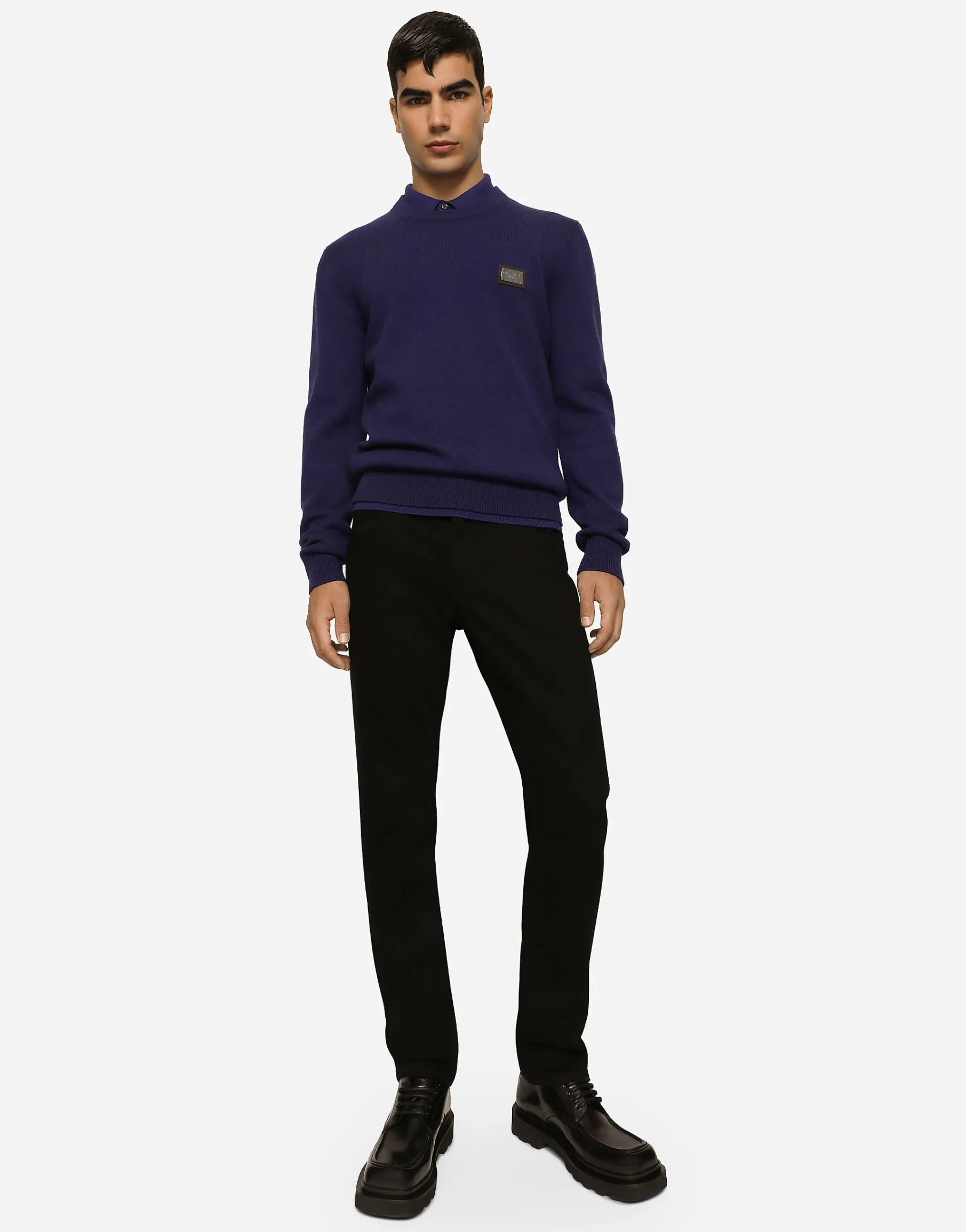 Regular-fit black wash stretch jeans