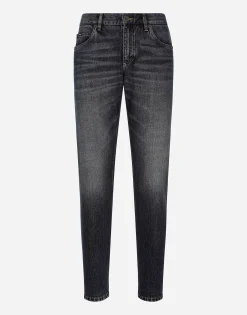 Regular-fit blue denim jeans