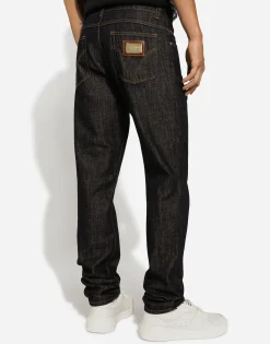 Regular-fit blue denim jeans