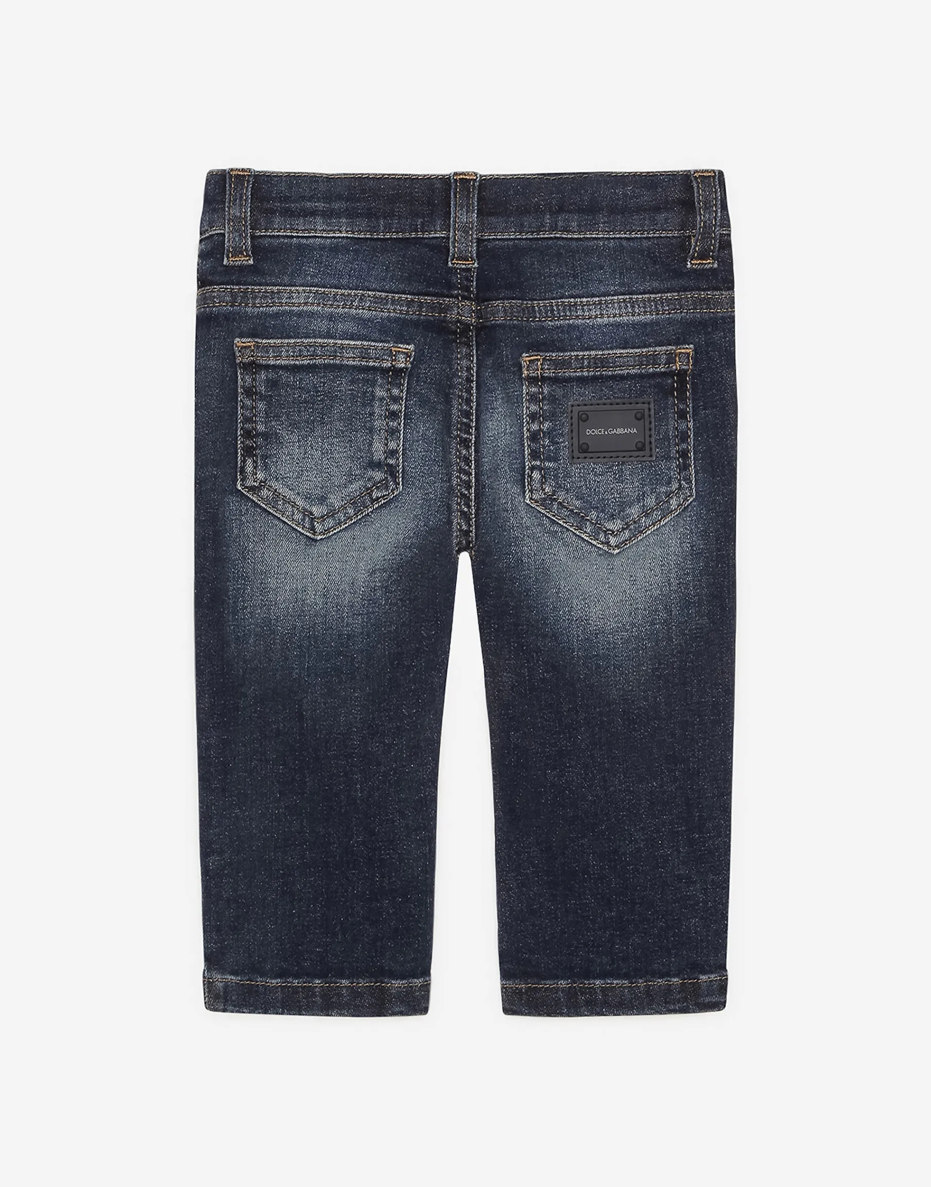 Regular-fit dark blue wash stretch jeans