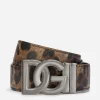 Reversible leopard-print calfskin belt