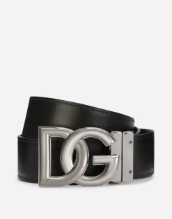 Reversible leopard-print calfskin belt