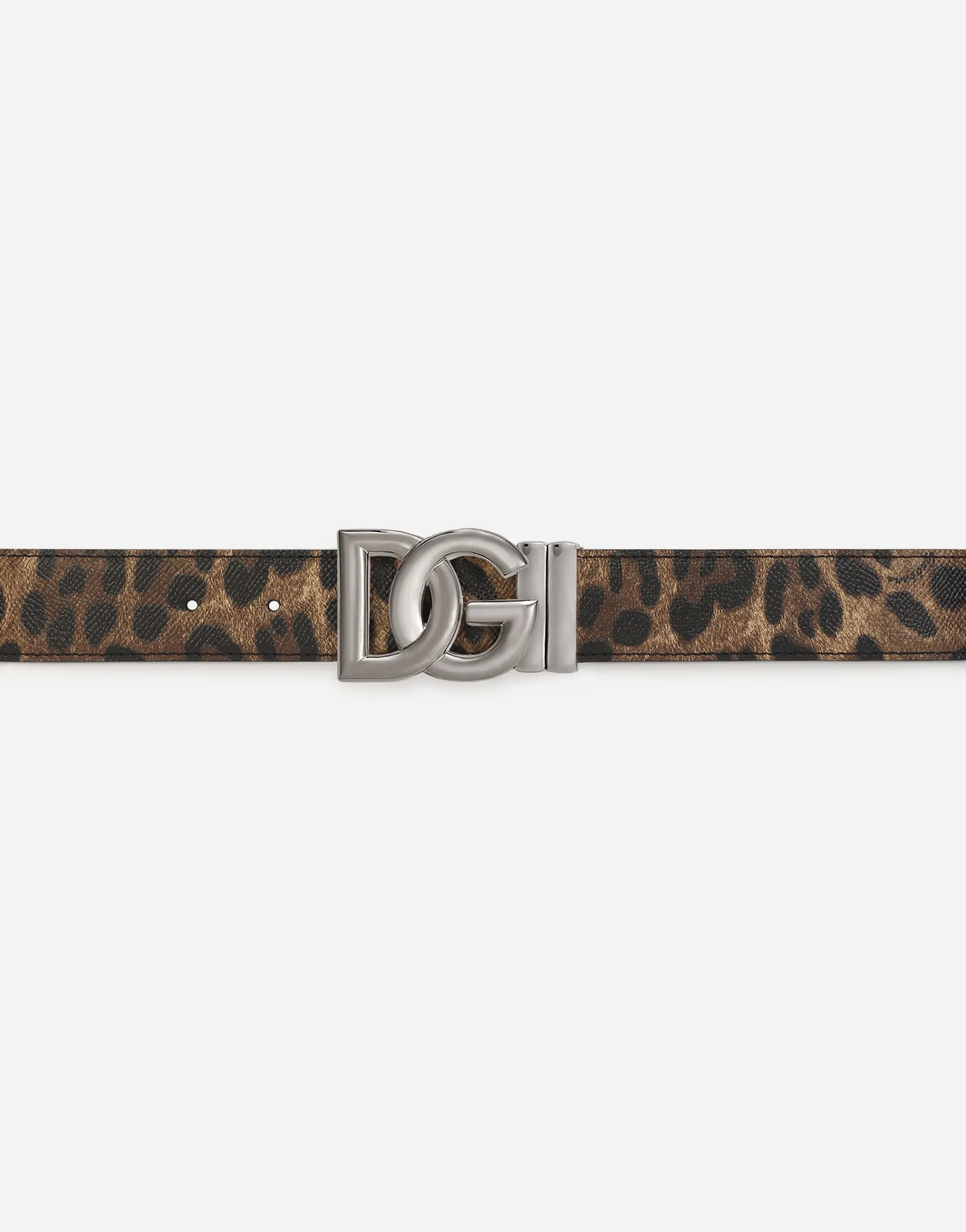 Reversible leopard-print calfskin belt