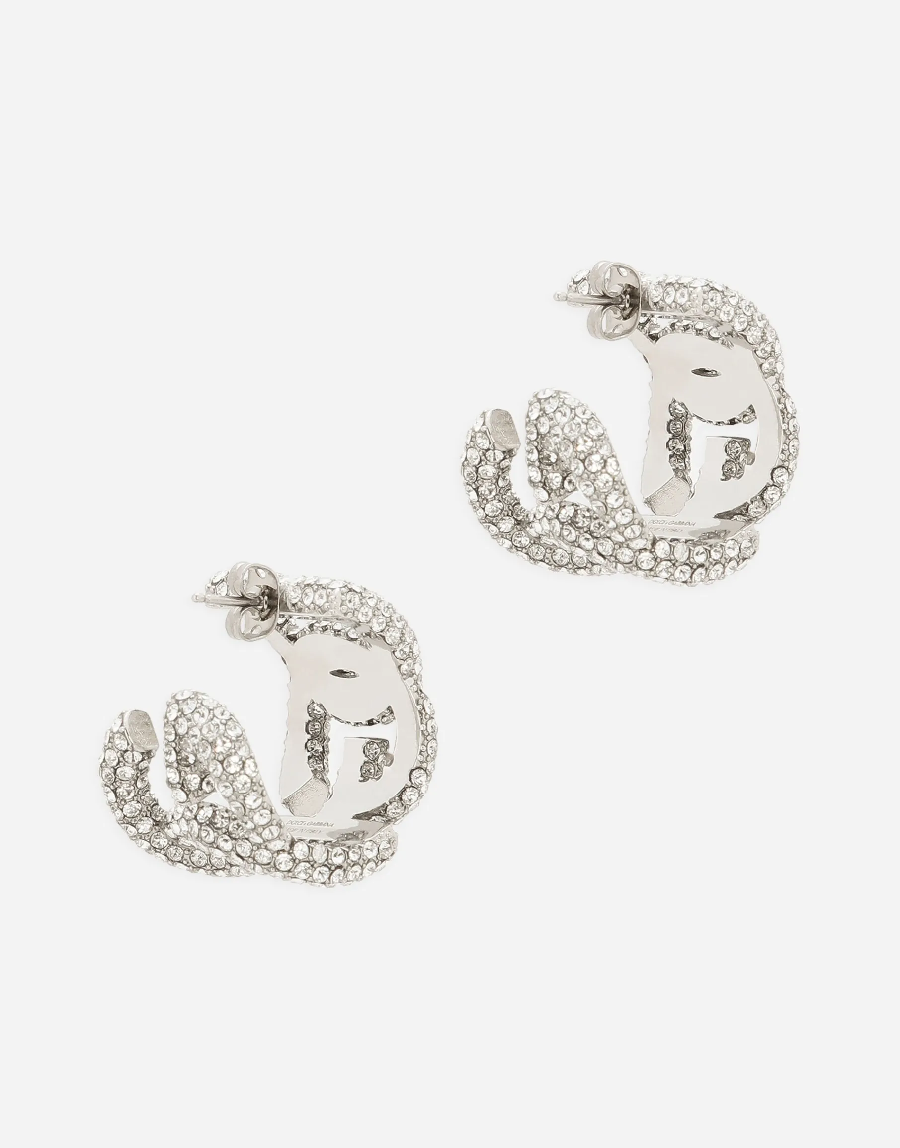Rhinestone earrings with DG logo