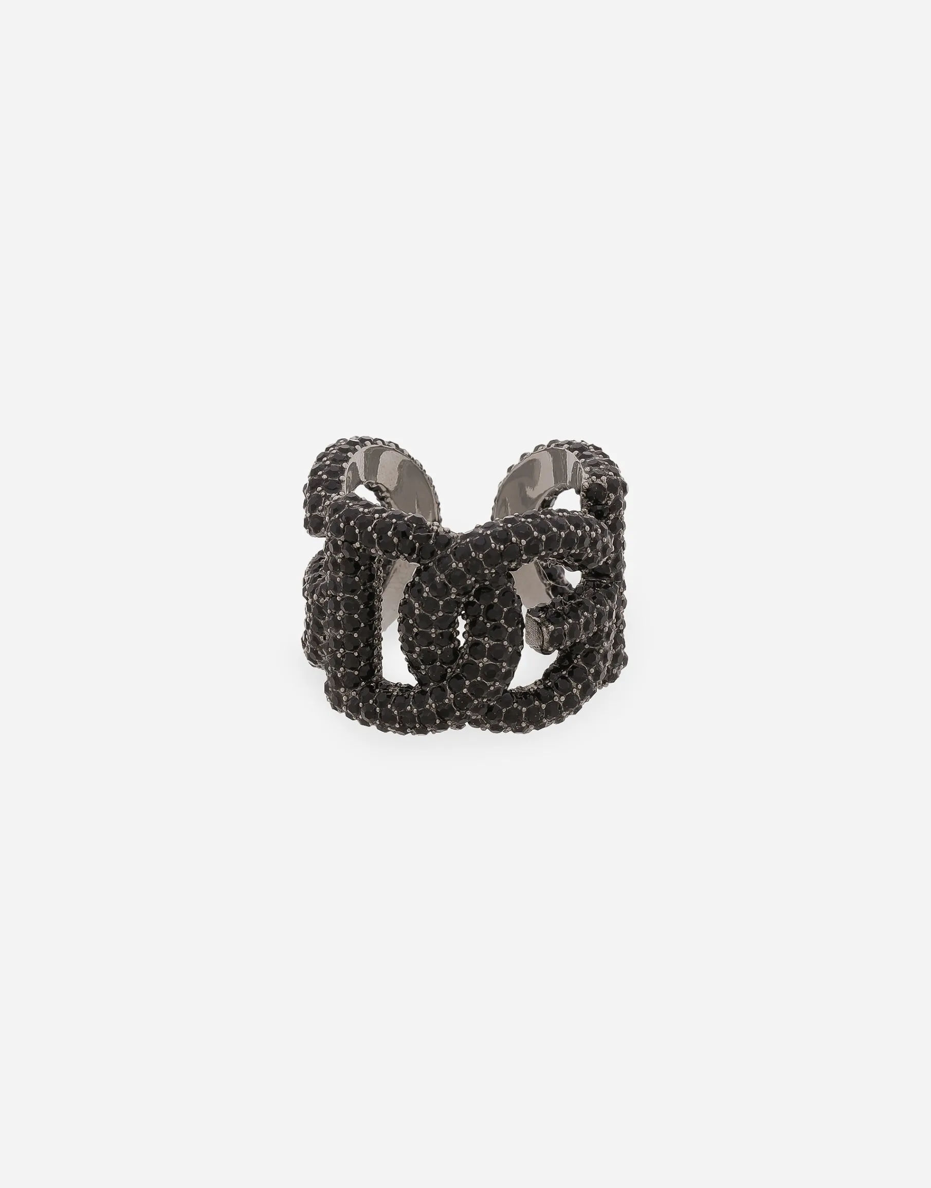 Rhinestone-detailed logo ring