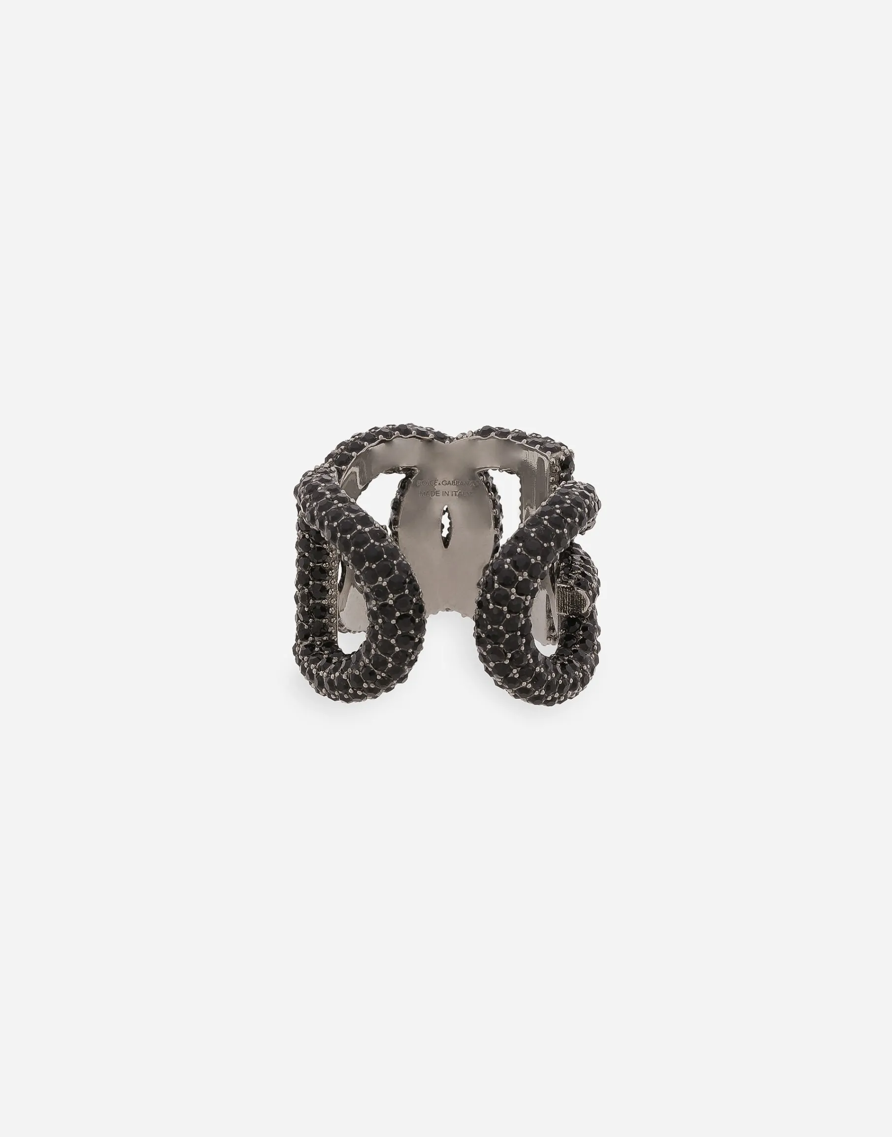 Rhinestone-detailed logo ring