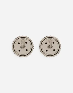Rhinestone-detailed semi-sphere button earrings