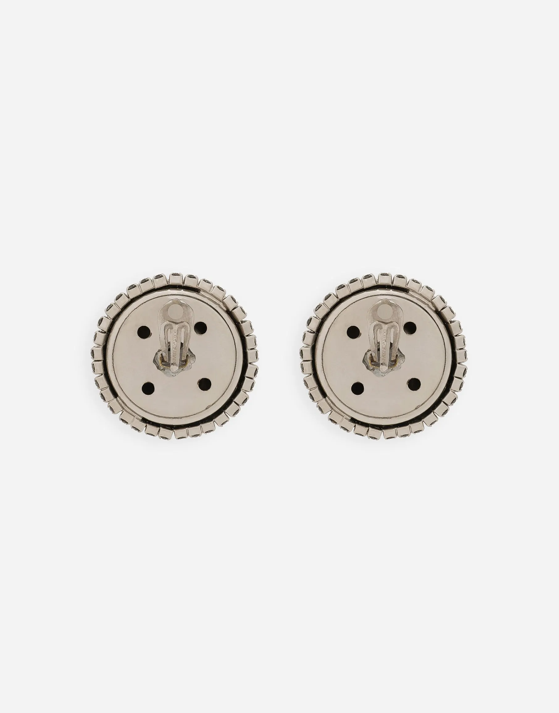 Rhinestone-detailed semi-sphere button earrings
