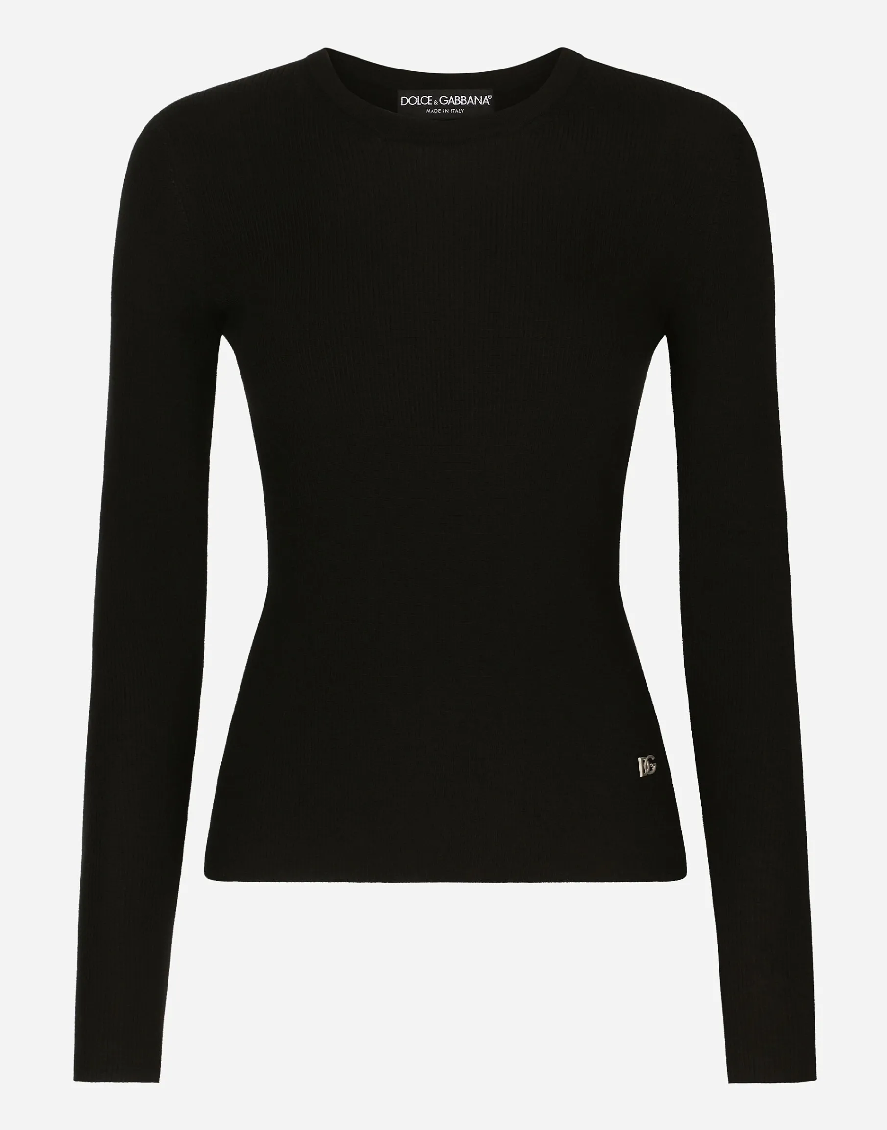 Ribbed cashmere and silk sweater with DG logo