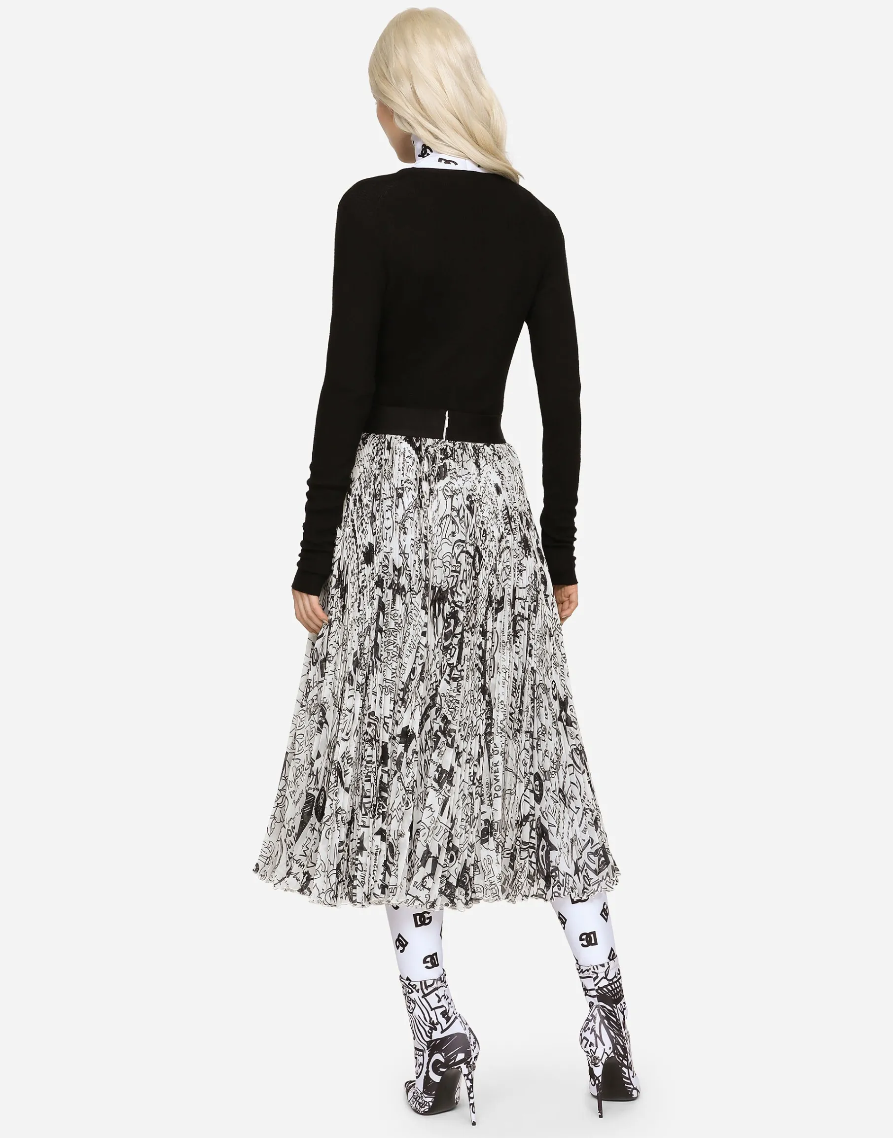 Ribbed cashmere and silk sweater with DG logo