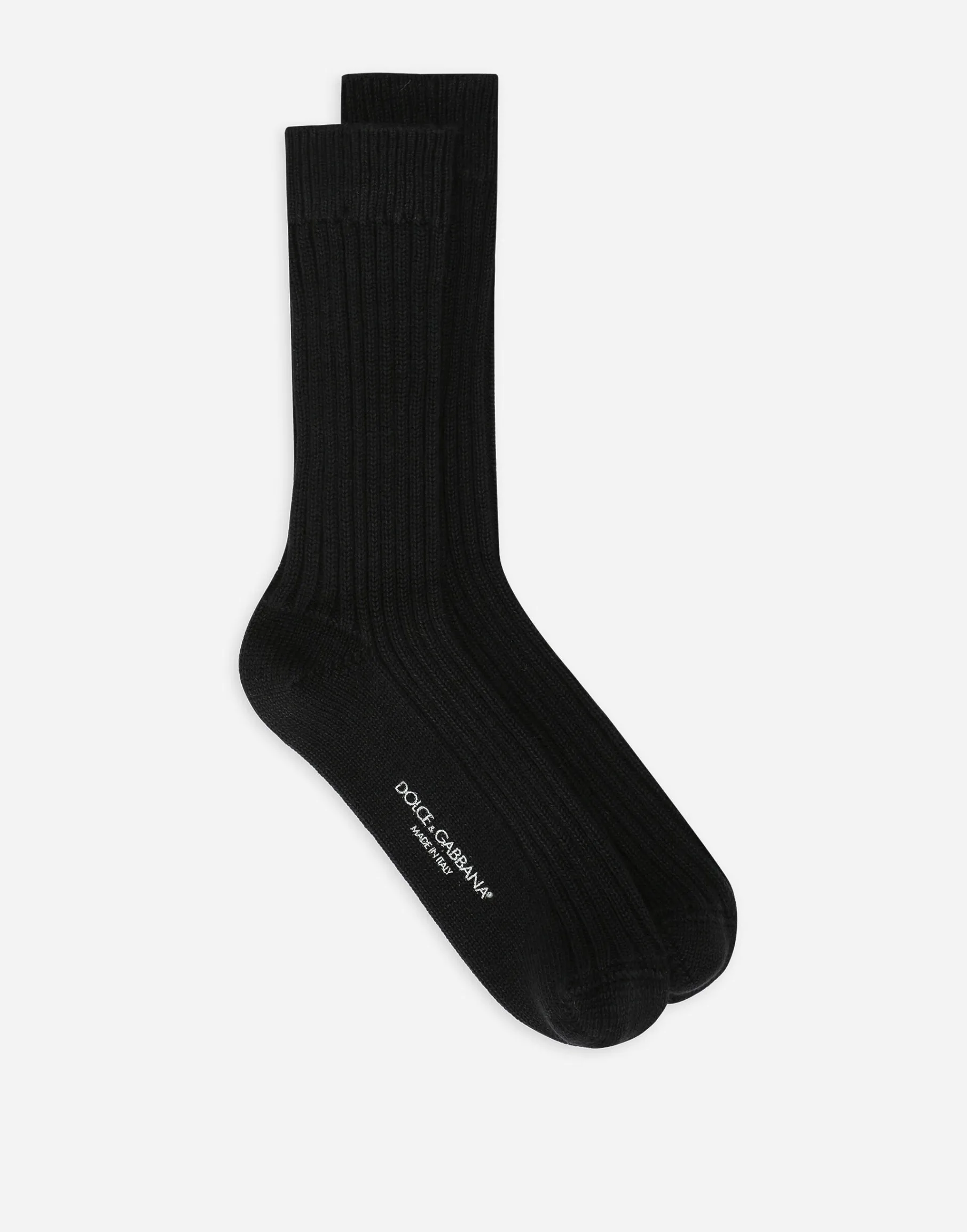 Ribbed cotton and wool socks