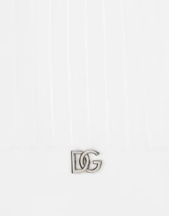 Ribbed viscose sweater with metal DG logo pin