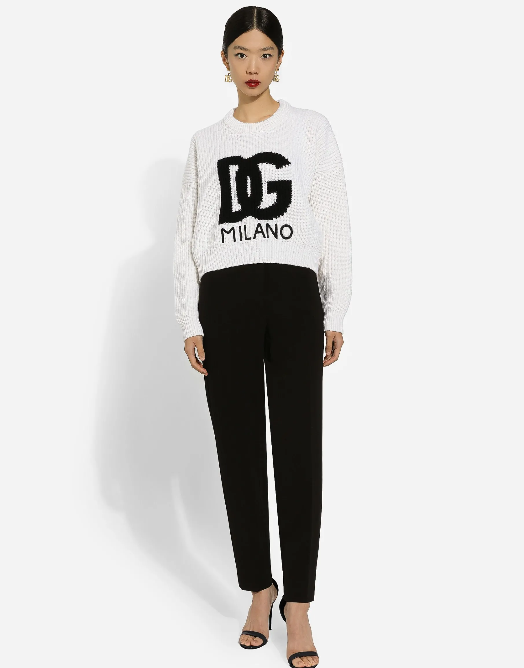 Ribbed wool sweater with DG logo