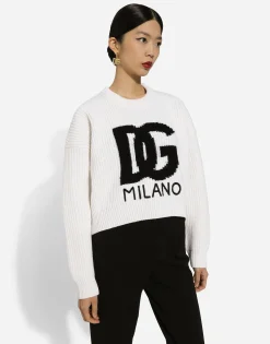 Ribbed wool sweater with DG logo